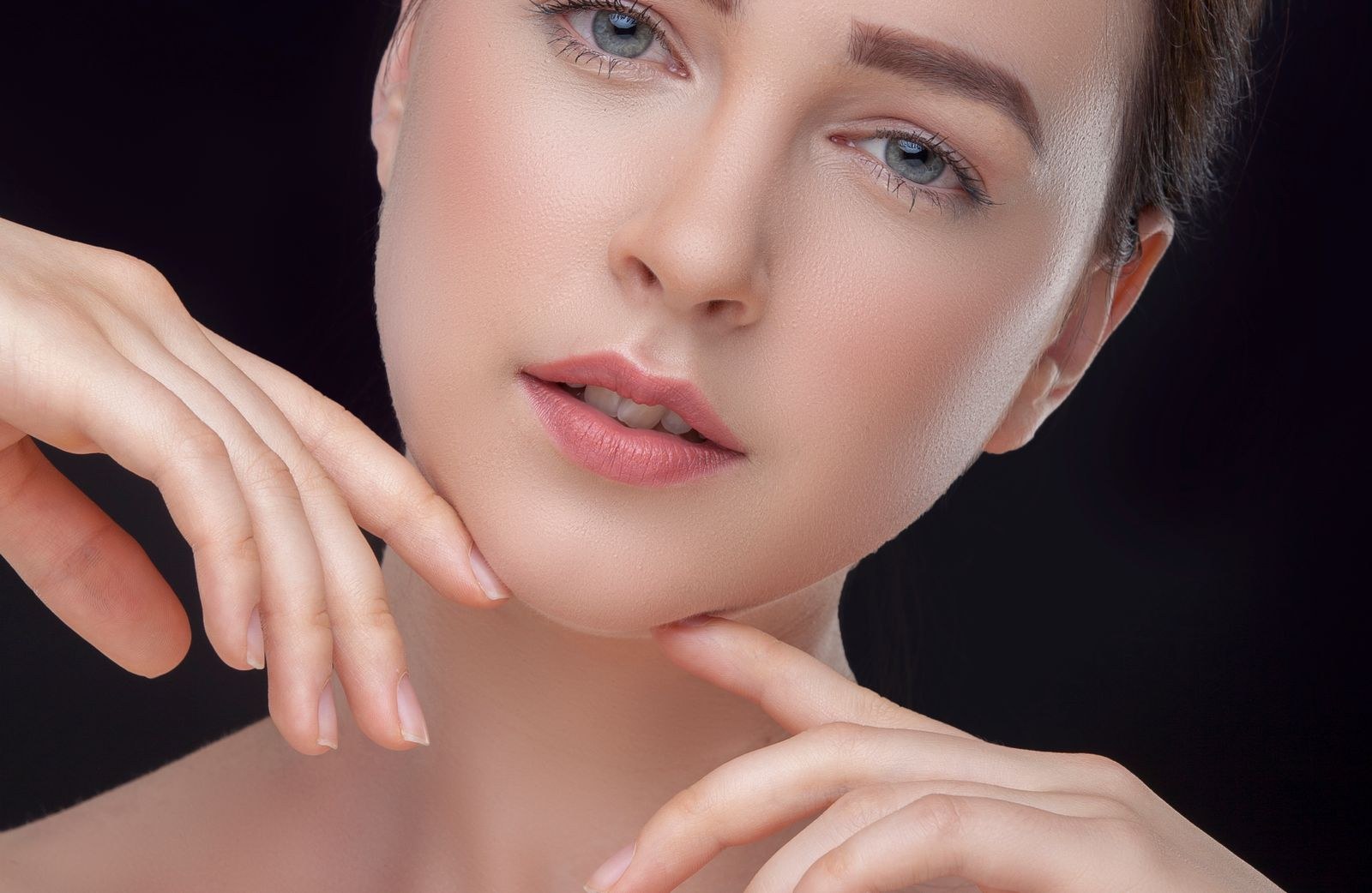 Retoucher working on a portrait close-up